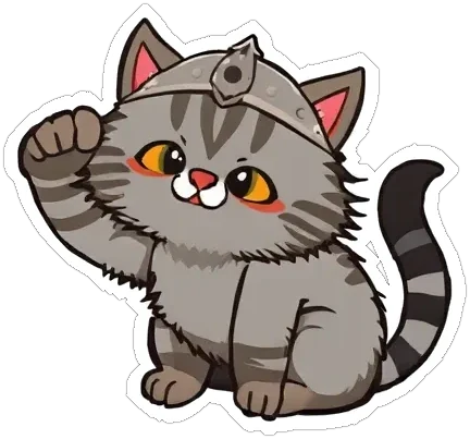 Cartoon Viking Cat saluting in his horned helmet